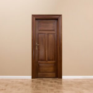 Close,Up,Of,Wooden,Door,In,The,Empty,Room,With
